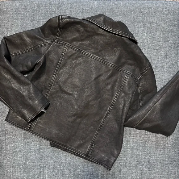 Zara Faux Leather Moto Biker Jacket - Picture 6 of 8
